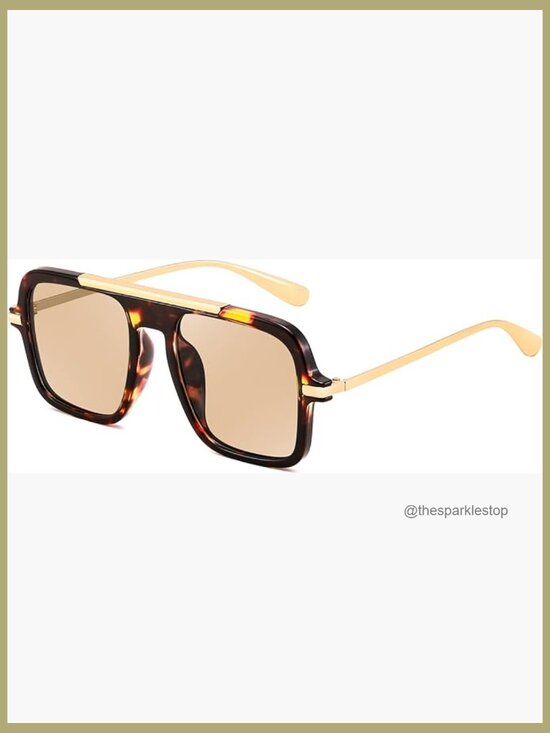 Retro Square Aviator Sunglasses Polycarbonate Frame UV Protection